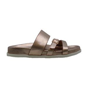 Aqua College Womens Sloan Leather Open Toe Casual Slide Sandals